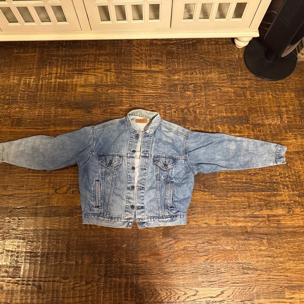 Vtg 1988 Levis 70507 0214 Denim Trucker Jacket Mens XL Light Wash Made In USA